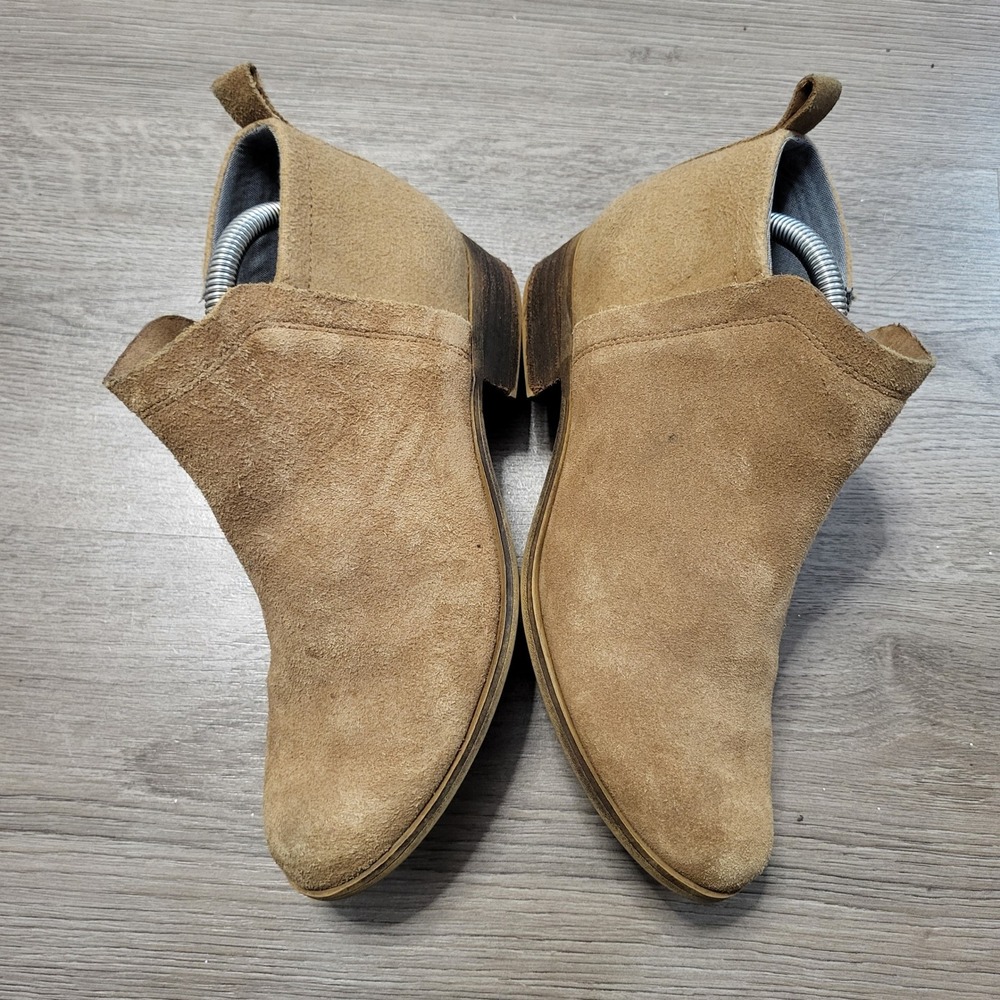 Toms Deia Tan Suede Ankle Booties Women 7.5 Low Block Heel Zip Up Tan Brown - Picture 8 of 12